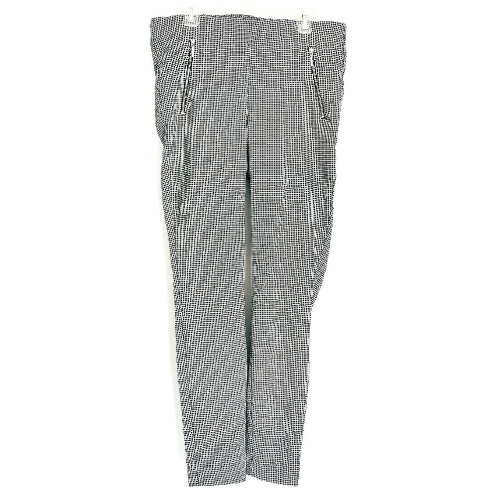 Jasmine and Juliana Fitted Ankle Cut Work Pants Black White Square Office Size 6